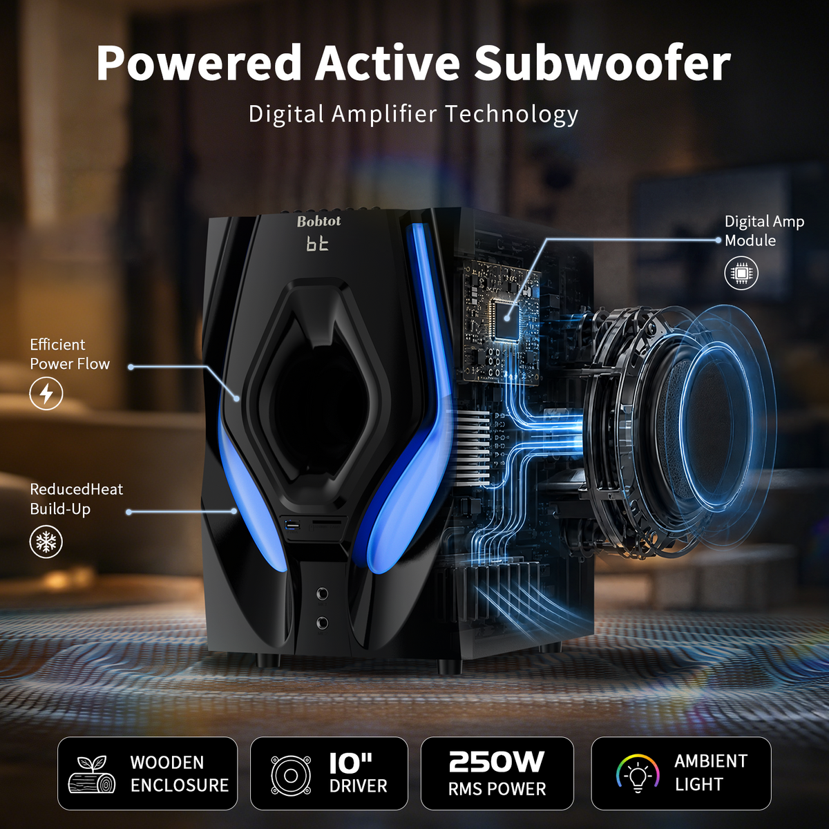 5.1 Home Theater Systems Surround Sound Speakers 1200 Watts 10 inch Subwoofer 5.1/2.1 Channel Audio Stereo System with ARC Optical & USB Input for TV Ultra HD AV DVD FM Radio
