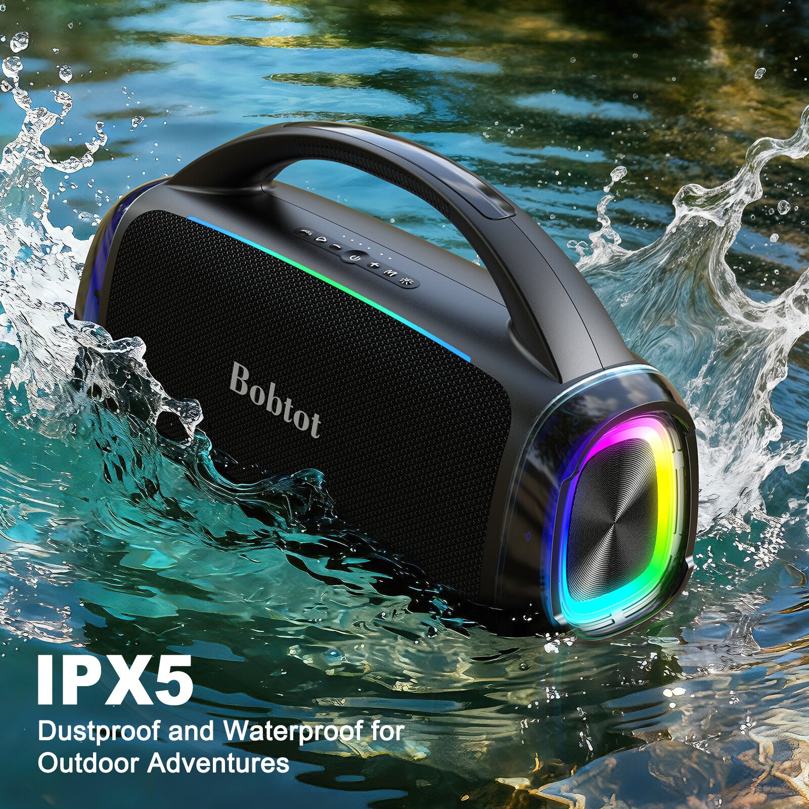 Boombox Outdoor Bluetooth Speaker with RGB & Bass Boost
