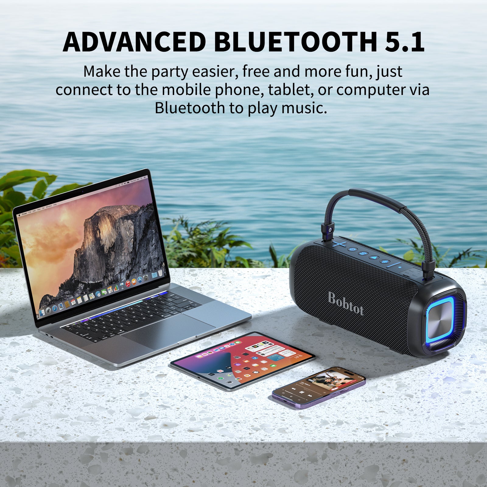 Bluetooth Speaker with Wireless Microphone – 60W Bass, IPX7 Waterproof