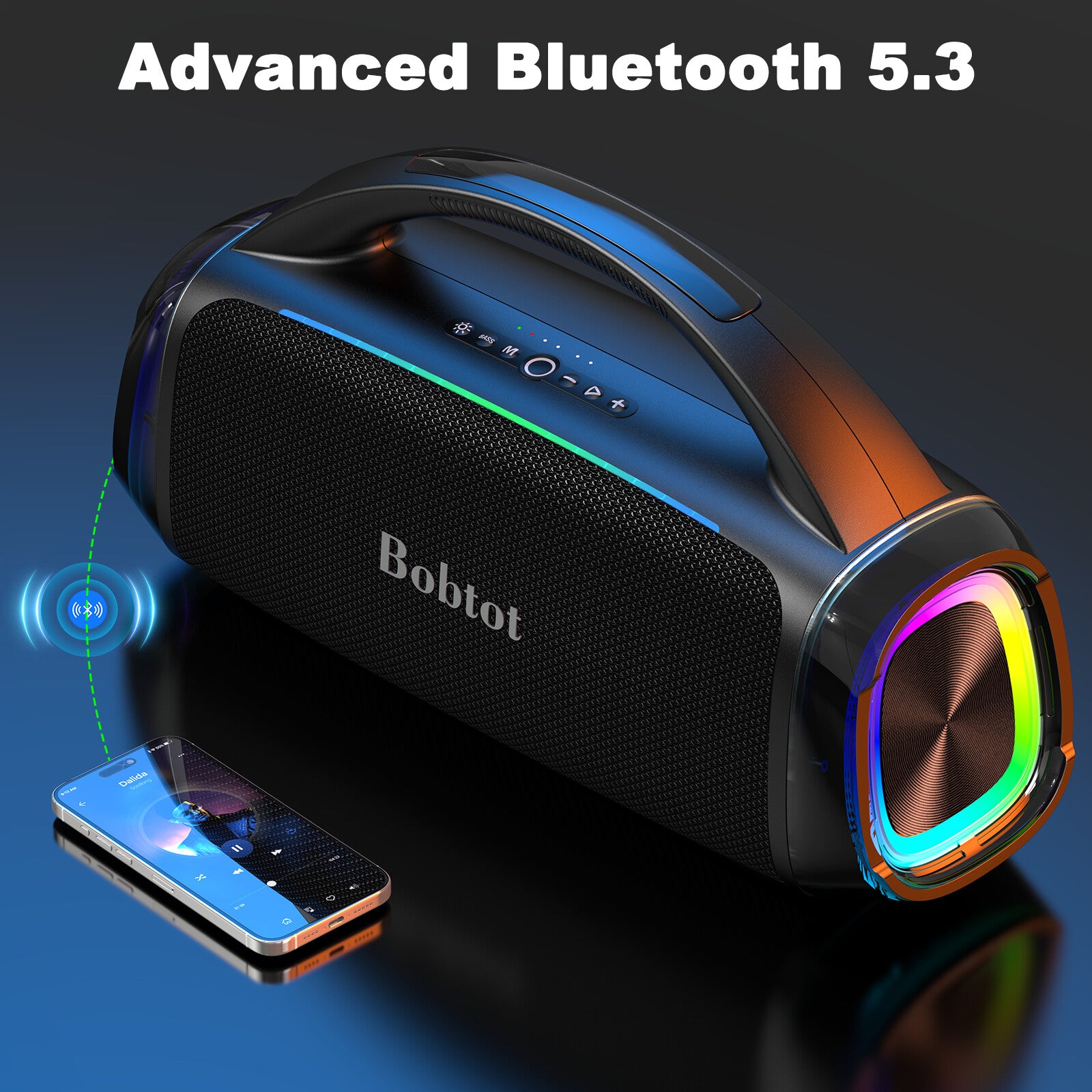 Boombox Outdoor Bluetooth Speaker with RGB & Bass Boost