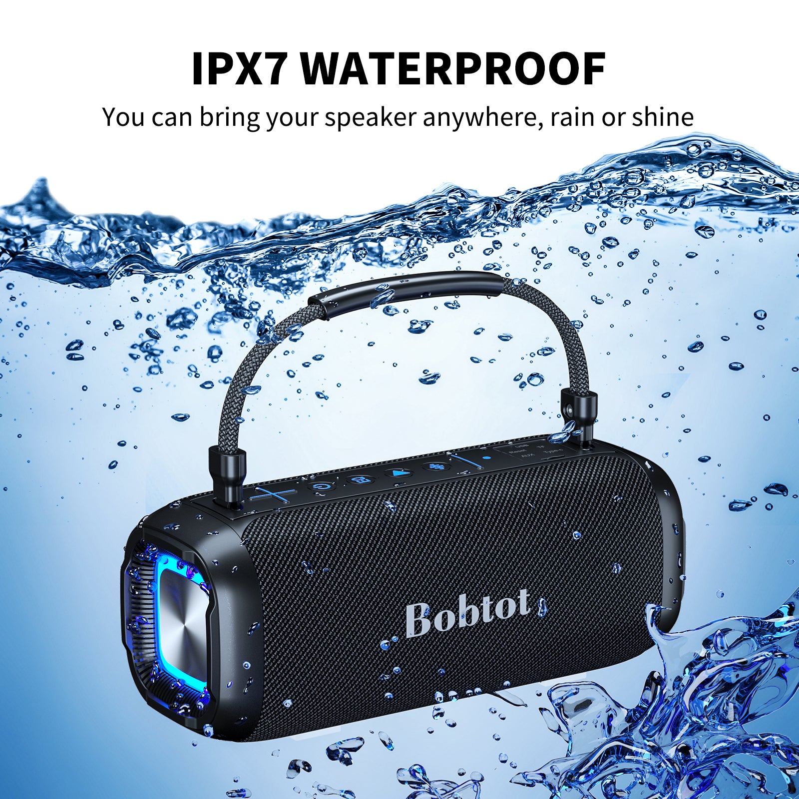 Bluetooth Speaker with Wireless Microphone – 60W Bass, IPX7 Waterproof