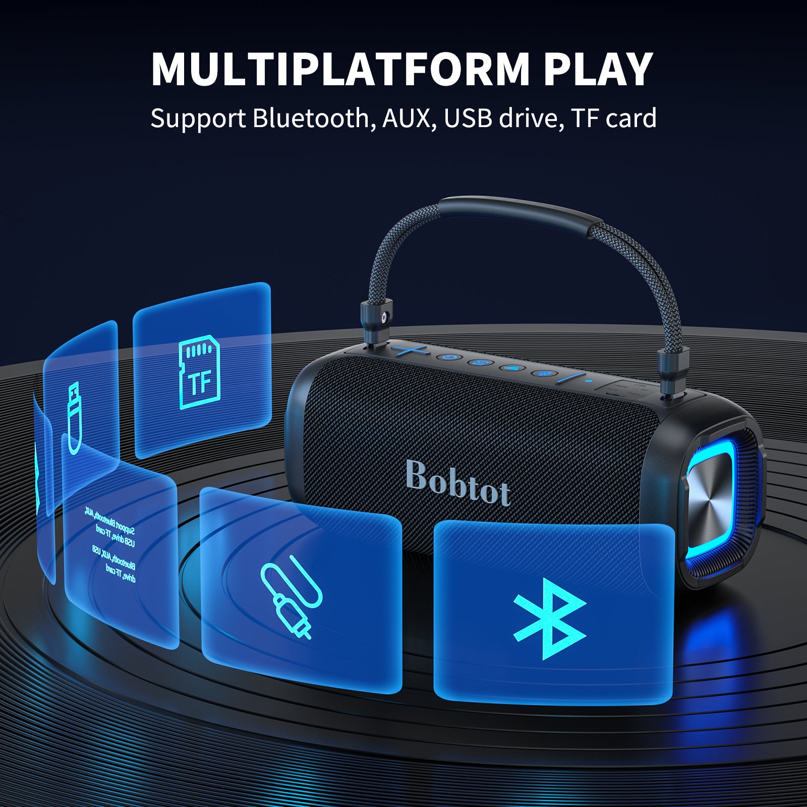 Bluetooth Speaker with Wireless Microphone – 60W Bass, IPX7 Waterproof