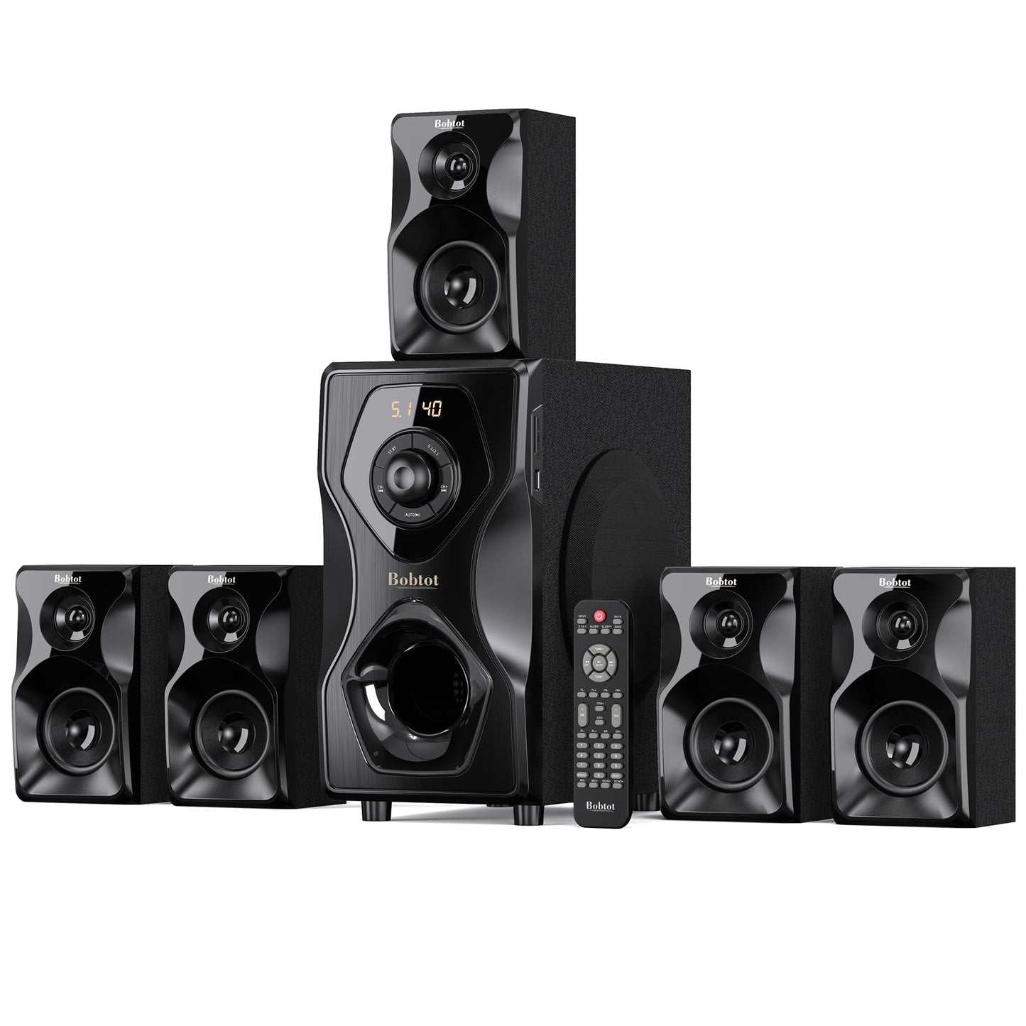 B48 Surround Sound Speakers Home Theater Systems - 700 Watts Peak Power 5.1/2.1 Wired Stereo Speaker