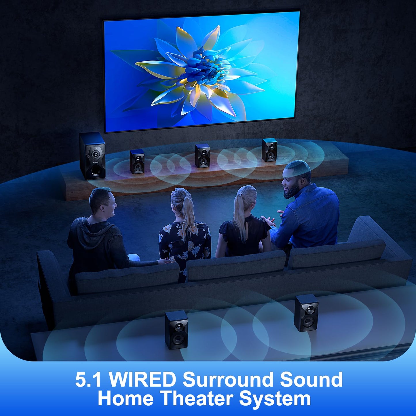 B48 Surround Sound Speakers Home Theater Systems - 700 Watts Peak Power 5.1/2.1 Wired Stereo Speaker