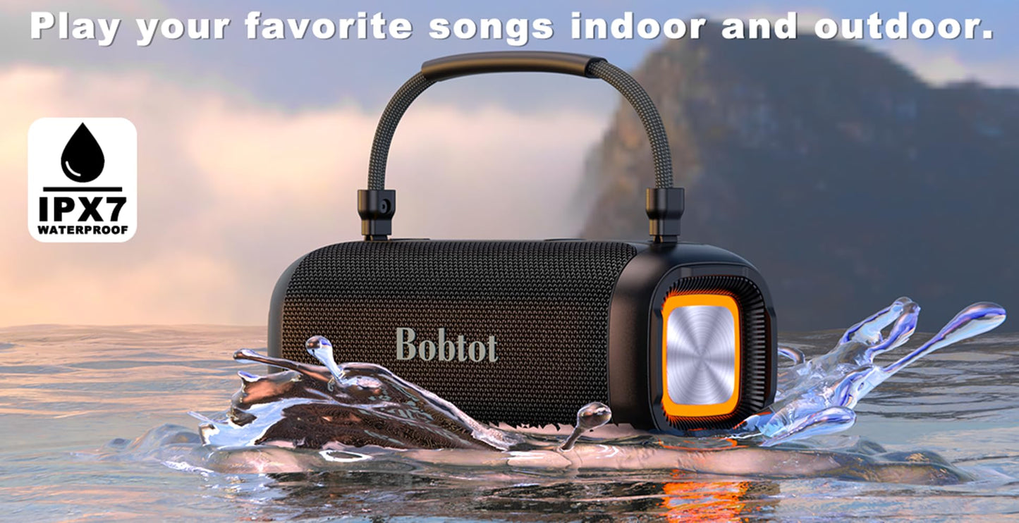 ET29 Bluetooth Speaker Portable Waterproof Speakers, Wireless Microphone IPX7 60W RGB Light Bass Stereo