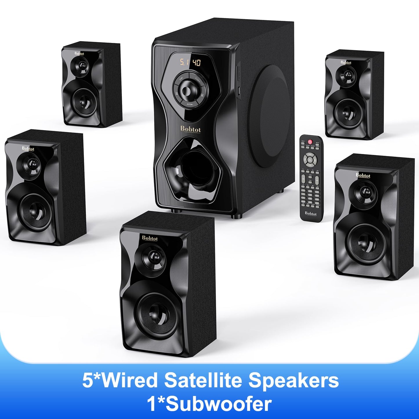 B48 Surround Sound Speakers Home Theater Systems - 700 Watts Peak Power 5.1/2.1 Wired Stereo Speaker